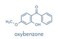 Oxybenzone sunscreen molecule. Skeletal formula.