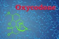 Oxycodone. Chemical formula, molecular structure. 3D rendering Royalty Free Stock Photo