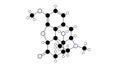 oxycodone molecule, structural chemical formula, ball-and-stick model, isolated image semi-synthetic opioid