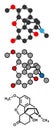 Oxycodone pain relief drug molecule