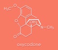 Oxycodone pain relief drug molecule. Skeletal formula.