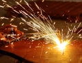 Oxygen and acetylene torch cutting steel Royalty Free Stock Photo