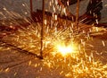 Oxygen and acetylene torch cutting steel Royalty Free Stock Photo