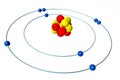 Oxygen atom with proton, neutron and electron, 3D Bohr model Royalty Free Stock Photo