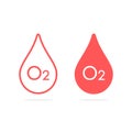 Oxygen in blood drop icon, O2 saturation monitoring vector isolated symbol Royalty Free Stock Photo