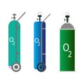 Oxygen cylinder collection for medical websites vector design. Oxygen Gas tank with mask collection design. O2 Medical equipment