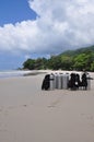 Oxygen cylinders available for divers in Beau vallon beach in Mahe island, Seychelles Royalty Free Stock Photo