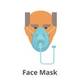 Oxygen face mask vector icon. Illustration of a man wearing hudson mask Royalty Free Stock Photo