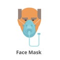 Oxygen face mask vector icon. Illustration of a man wearing hudson mask