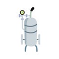 Oxygen gas cylinder. Gas tank with manometer. Storage of oxygen gas cylinders. Vector illustration isolated on a white background Royalty Free Stock Photo