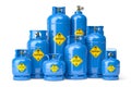 Oxygen gas tanks containers and cilinders of different size isolated on white Royalty Free Stock Photo