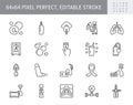 Oxygen line icons. Vector illustration included icon - anesthesia mask, ventilator, icu, artificial lung ventilation Royalty Free Stock Photo