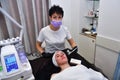 Oxygen mesotherapy. Anti-aging beauty treatment using hyaluronic acid.