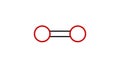 oxygen molecule, structural chemical formula, ball-and-stick model, isolated image dioxygen Royalty Free Stock Photo
