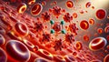 oxygen molecules binding to hemoglobin in a red blood cell Royalty Free Stock Photo