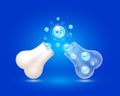 Oxygen O2 bubbles float out of the bone capsule. Help heal arthritis knee joint. Healthy bones. Used for nutrition products food t