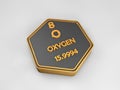 Oxygen - O - chemical element periodic table hexagonal shape