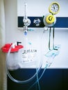 Oxygen supply in a hospital bedroom