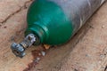 Oxygen tank industry medical safety value. Welding cylinder with gas. Repair work on the street. Compressed gas argon or carbon d Royalty Free Stock Photo