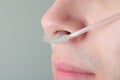 Oxygen tube in the patient's nose Royalty Free Stock Photo
