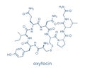 Oxytocin hormone molecule. Skeletal formula.