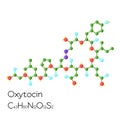 Oxytocin hormone structural chemical formula on white background.