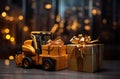 oy Bulldozer by Golden Gift Boxes Royalty Free Stock Photo