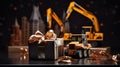 oy Bulldozer by Golden Gift Boxes Royalty Free Stock Photo