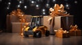 oy Bulldozer by Golden Gift Boxes Royalty Free Stock Photo