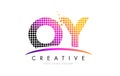 OY O Y Letter Logo Design with Magenta Dots and Swoosh