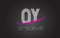 OY O Y Letter Logo with Lines Design And Purple Swoosh.