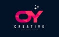 OY O Y Letter Logo with Purple Low Poly Pink Triangles Concept