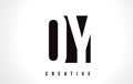 OY O Y White Letter Logo Design with Black Square.