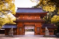 Oyamazumi Shrine Gate - Omishima island - Ehime, Japan Royalty Free Stock Photo
