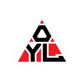 OYL triangle letter logo design with triangle shape. OYL triangle logo design monogram. OYL triangle vector logo template with red Royalty Free Stock Photo