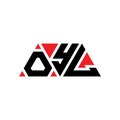 OYL triangle letter logo design with triangle shape. OYL triangle logo design monogram. OYL triangle vector logo template with red Royalty Free Stock Photo