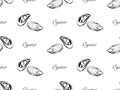 Oyster seamless pattern on white background