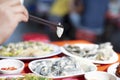 Oyster ,ice ,iceand chopsticks .taiwanese food Royalty Free Stock Photo