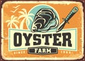 Oyster farm retro sign Royalty Free Stock Photo