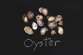 Oyster fresh zinc seafood appetizer blackboard tasty