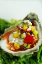Oyster on the Half Shell with Relish Royalty Free Stock Photo