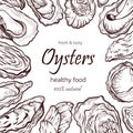 Oyster healthy natural sea food frame banner