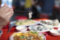 Oyster Omelet and chopsticks .taiwanese food Royalty Free Stock Photo