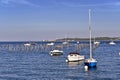 Oyster park and boats at Cap-Ferret in France