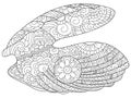 Oyster with pearl Coloring book vector for adults