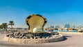 Oyster and Pearl Fountain on Corniche Seaside Promenade in Doha, Qatar Royalty Free Stock Photo