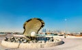 Oyster and Pearl Fountain on Corniche Seaside Promenade in Doha, Qatar Royalty Free Stock Photo