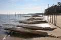 Oyster region of Arcachon Bay in Canon village beach low tide Gironde France Royalty Free Stock Photo