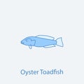 oyster toadfish 2 colored line icon. Simple light and dark blue element illustration. oyster toadfish concept outline symbol desig
