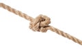 Oysterman's Knot tied on thick jute rope isolated Royalty Free Stock Photo